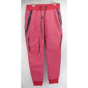 RK7 Marled Slim Fit Red Heather Black Tapered Jogger Sweat Pants‎ Mens L